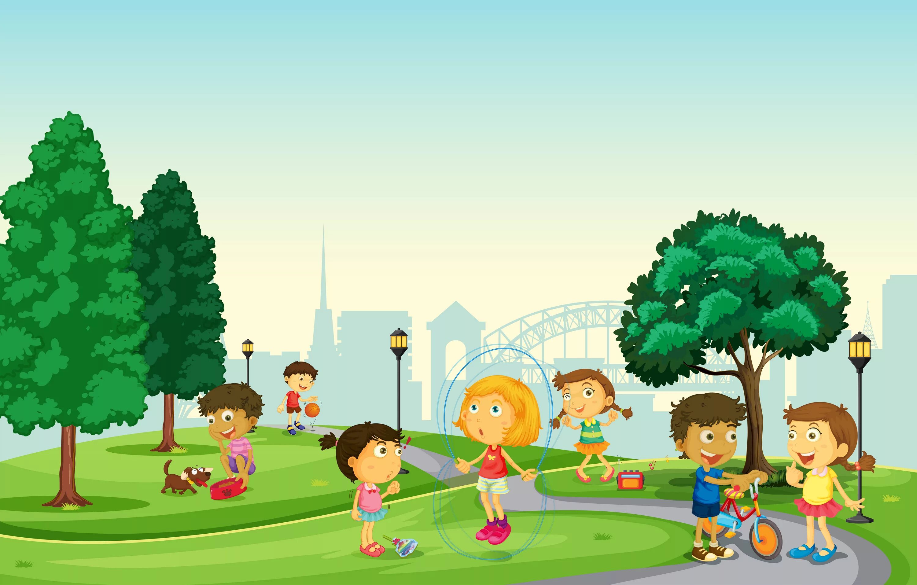 He them in the park