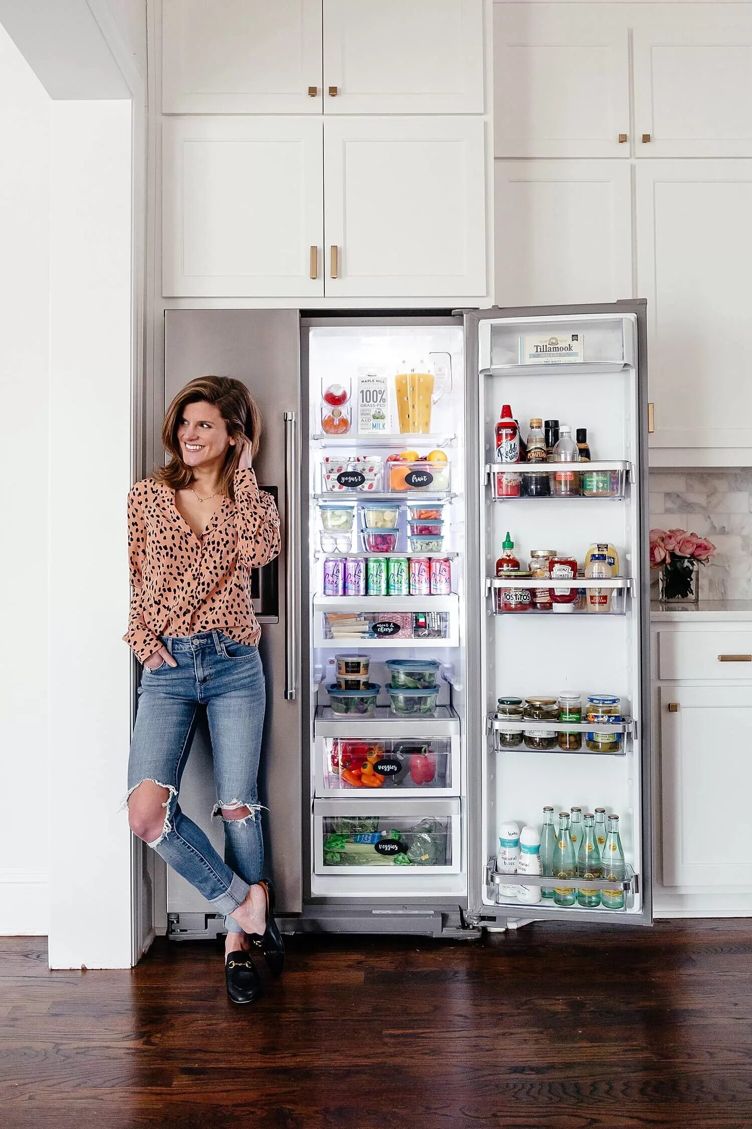 Next to the fridge