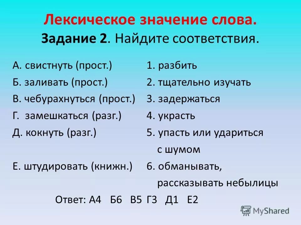 Лексическое значение слова 3 класс русский язык