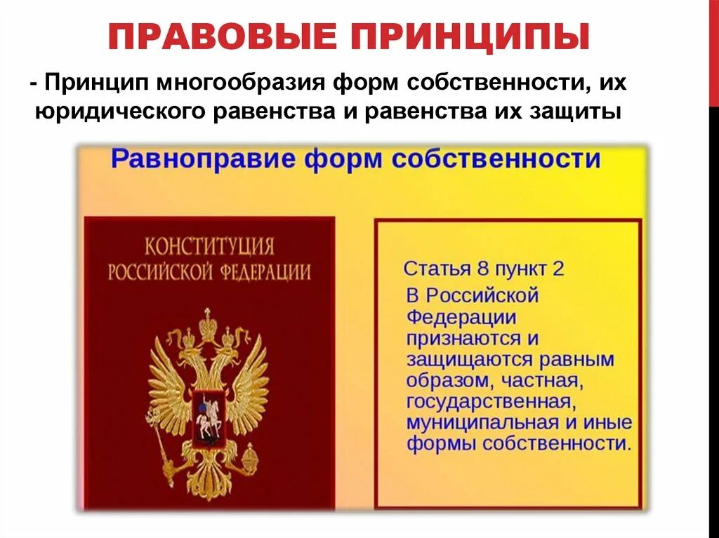 Защита собственности конституция рф. Многообразие форм собственности. Многообразие и равноправие форм собственности. Принцип многообразия и равенства форм собственности. Многообразие форм собственности Конституция.