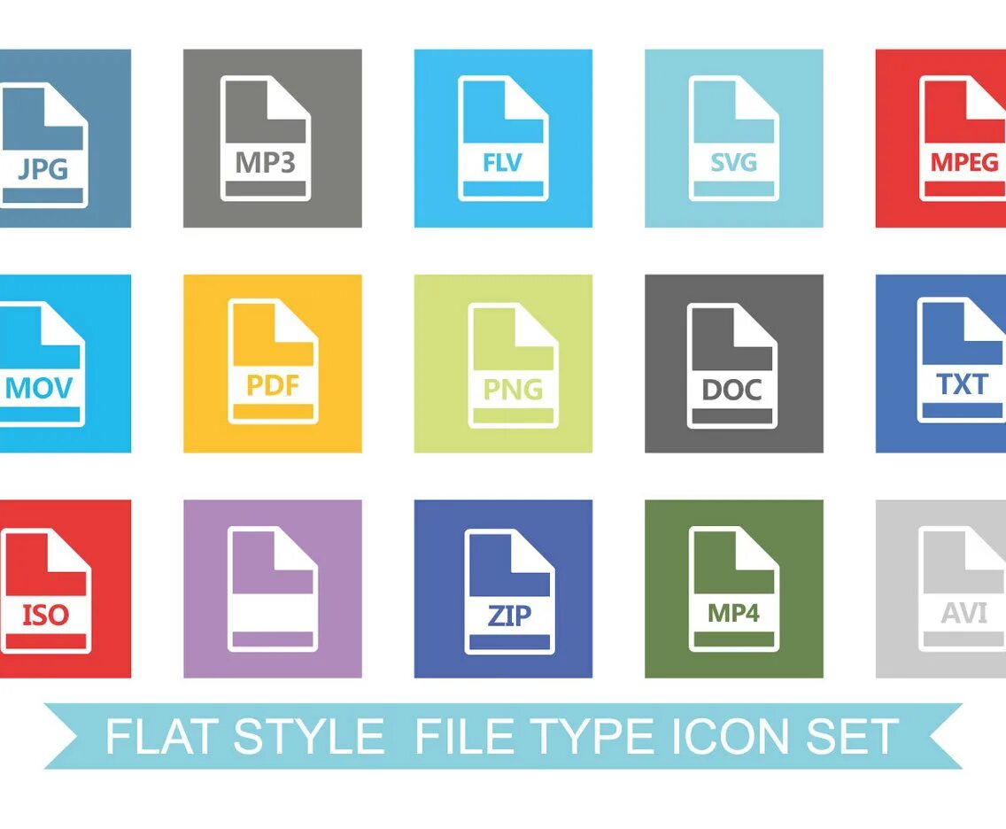 Flat file. Иконки типов файлов. Иконки типов файлов набор. Иконки расширений файлов. Стиль Flat.