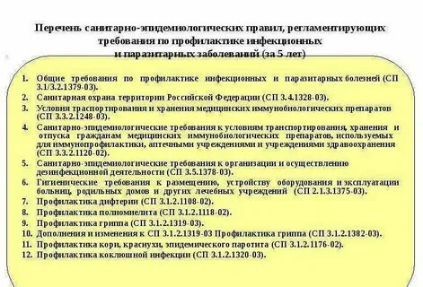 Сп профилактика инфекционных заболеваний 2021