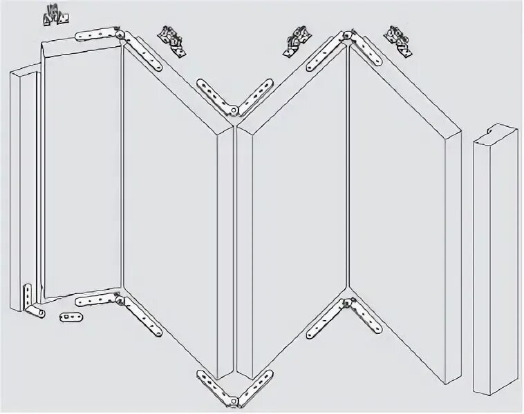 Дверь гармошка снизу вверх. Фурнитура для складных дверей. Конструкция складных дверей. Фурнитура для перегородок гармошка.