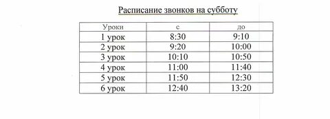Время проведения уроков в школе