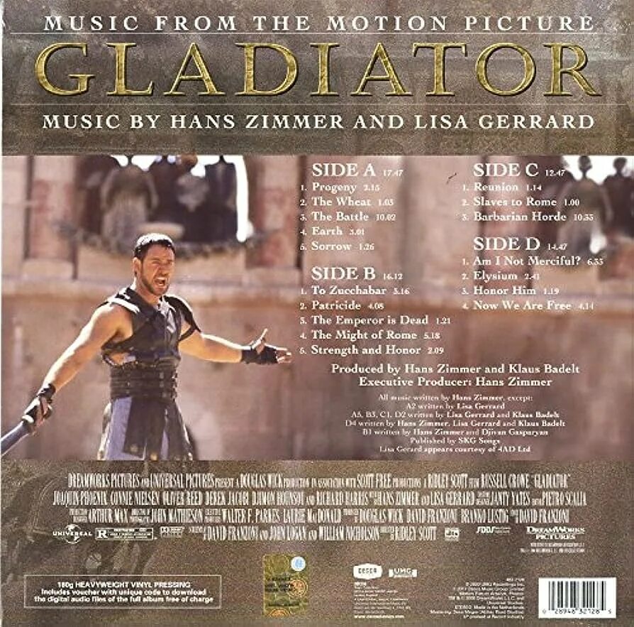 CD Hans Zimmer Gladiator. Hans Zimmer and Lisa Gerrard 2000 Gladiator (Original Soundtrack album).