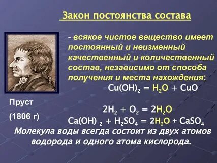 Закон постоянства состава кратко
