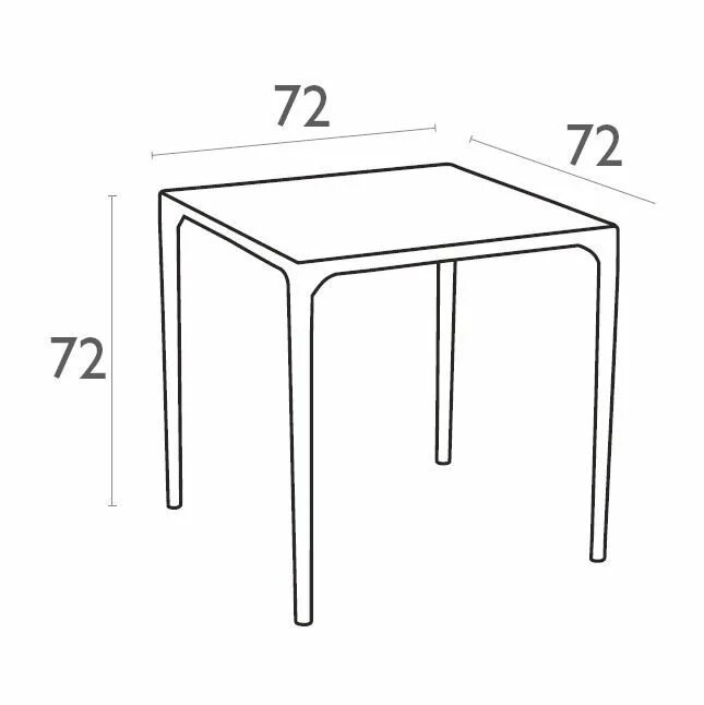 Стол Mango Alu. Стол Mango Alu, 72x72 см, h72 см. Стол Mango 72x72 см h72 см. Размер пластикового стола квадратного.