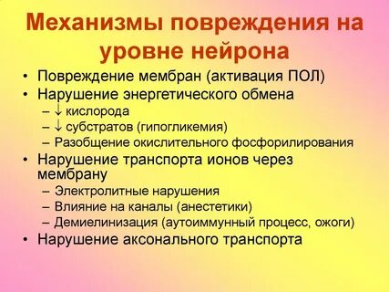 Механизмы повреждения мембран клеток