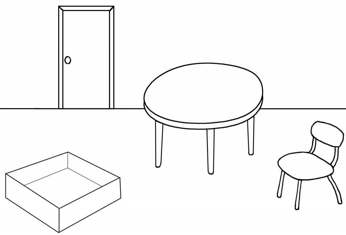Under draw. In on under задания для детей. предлоги места раскраска. prepositions раскраска. дорисуй мебель для детей.