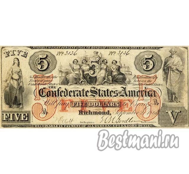 5 долларов в россии. Доллар 1861 года. Доллары Конфедеративных Штатов Америки. Доллар образца 1861 года. 5 Долларов 1861.