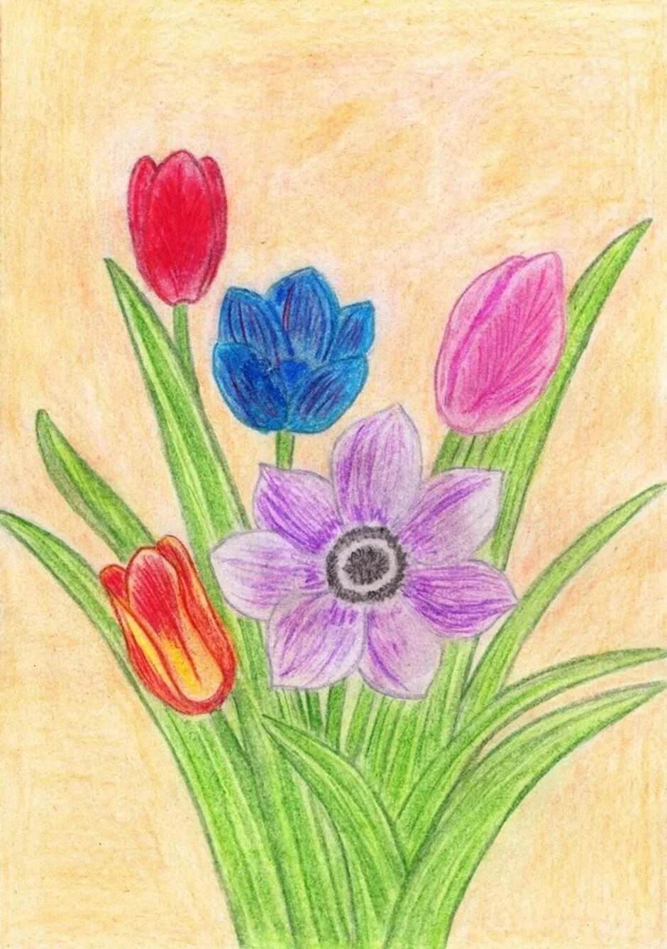 Весенний букет нарисовать