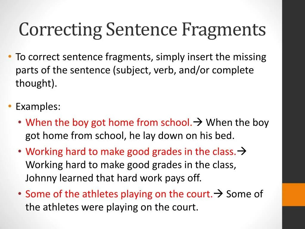Which sentence is correct. Examples of fragment. Fragments перевод. Sentence Corrector. What are the fragments sentences.