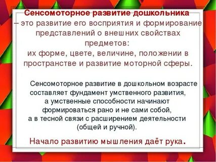 Средства сенсомоторного развития