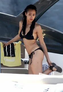 Nathalie Emmanuel in Black Bikini in Ischia.