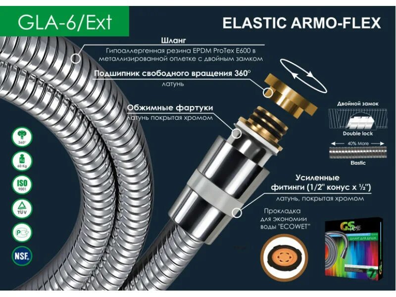Elghansa sh019-new шланг 100 кг для душа roksolex растягивающийся. Как устроен шланг. Шланг для душа с двойными замками и арм. Шланг для душа внутренний диаметр. Из чего состоит душевой шланг.
