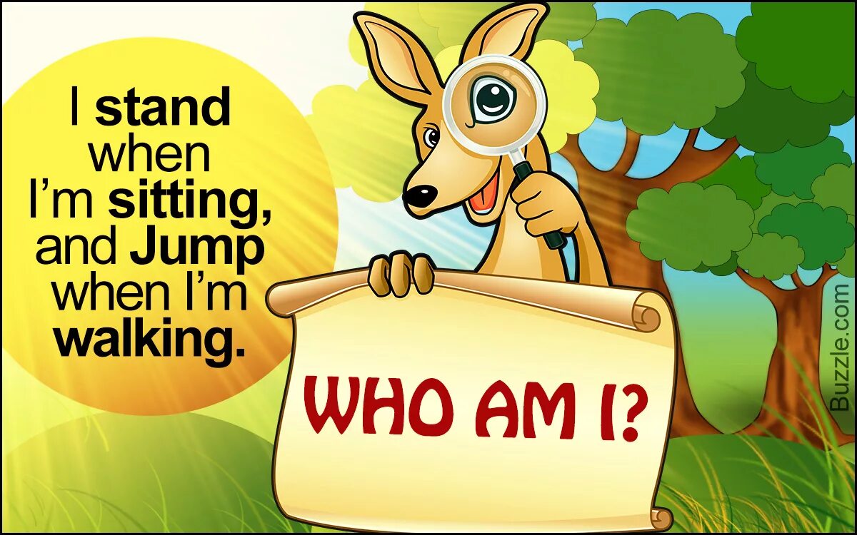 What Jumps when it walks and sits when it Stands?. Картинки animal Riddles. Funny Puzzles in English. When walks in.