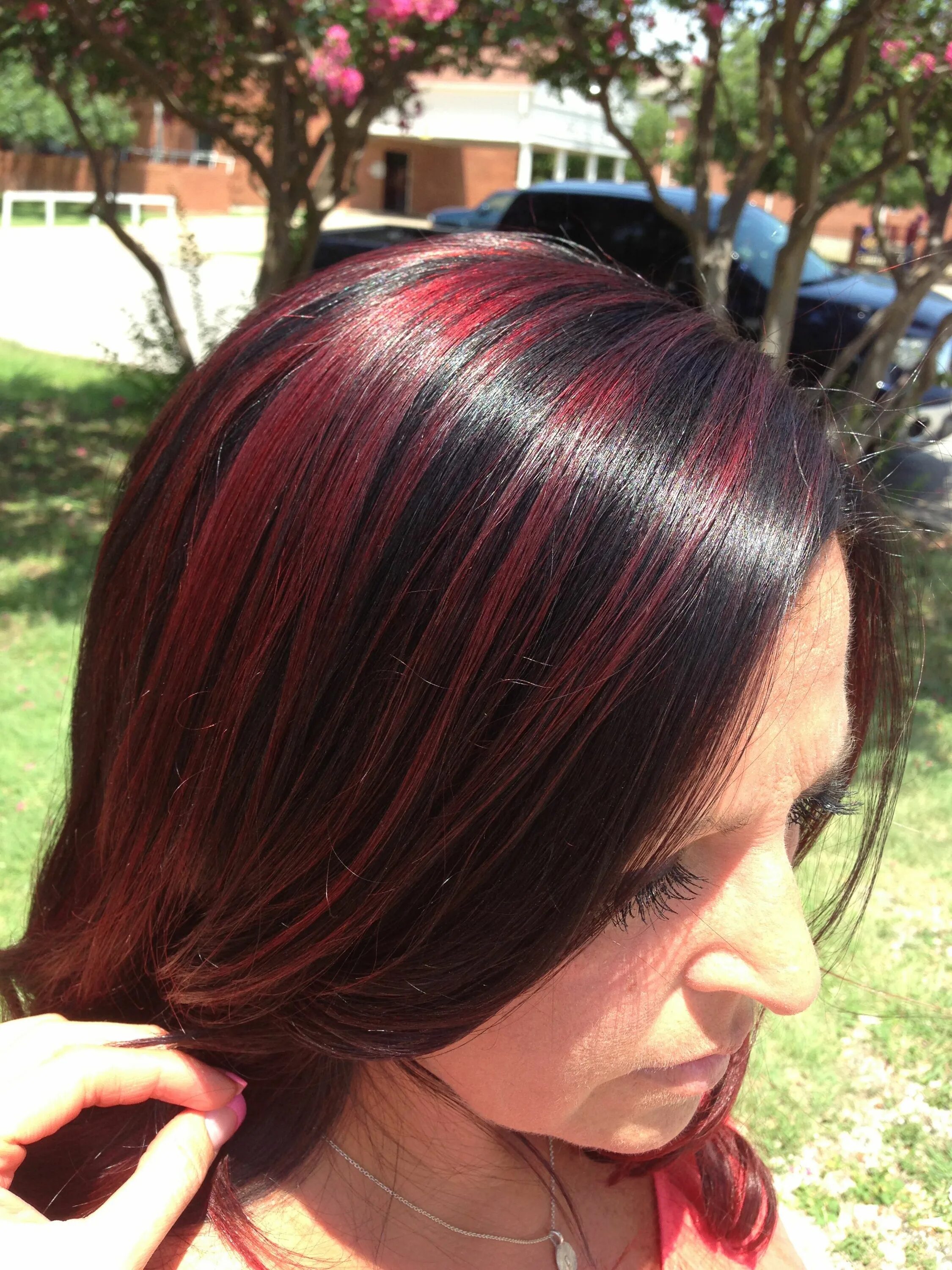Black Hair Red Highlights DIY : black hair red highlights diy Black hair with hi