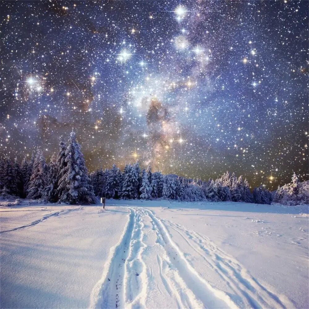 Морозный звездный. Frosty nights. Снежная ночь. Зимний пейзаж ночью. Зимний ночной пейзаж.