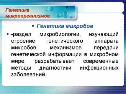 Генетика микроорганизмов изучает