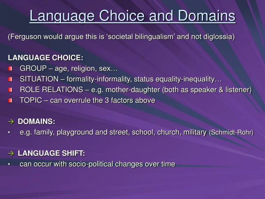 Диглоссия. Diglossia and Bilingualism.