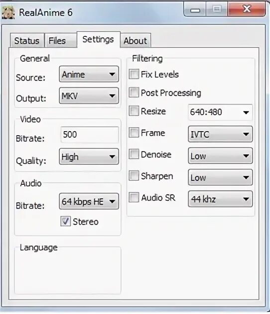 Animations settings. Animations settings