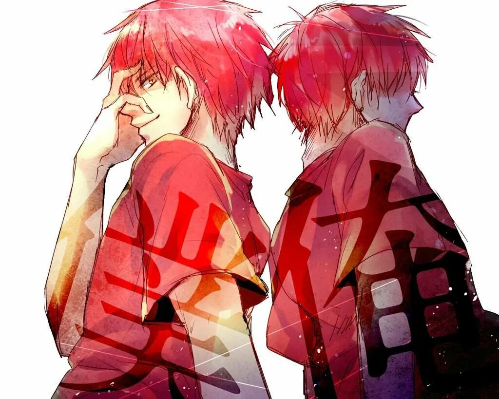 Акаши сейджуро и кагами тайга. Аниме арты парней. Раздвоение личности арт девушка. Сасаки хайсе. Акаши селфцест.