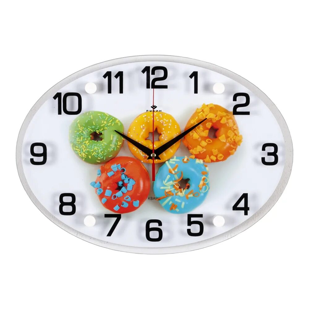 Часы настенные 21 век. Настенные часы с пончиками. Часы настенные овальные. Овальные часы настенные с арабскими цифрами. 21 Век 2434-956.