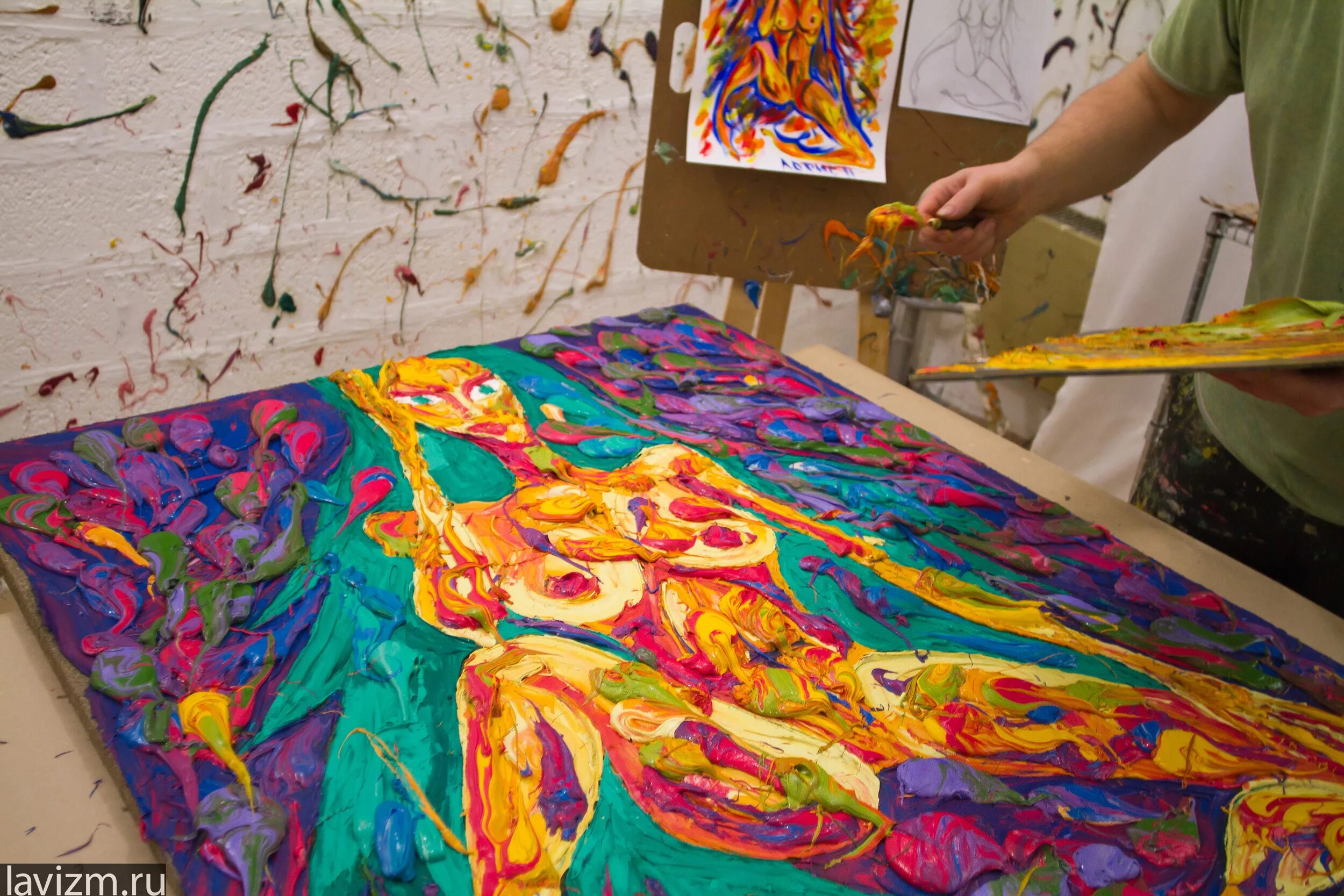 Акрилом на холсте. Маслом в процессе работы. Маслом в процессе работы. Живопись краски. Процесс рисования.