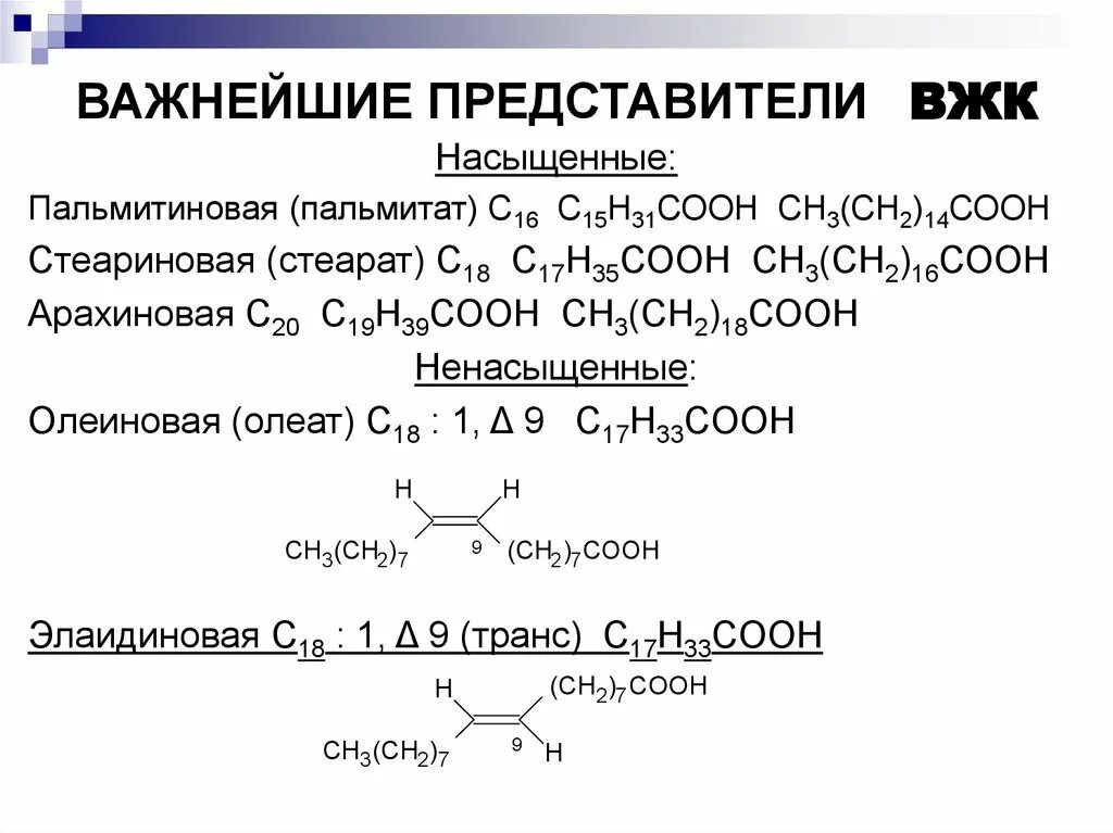 Вжк сочи. Классификация ВЖК. Ненасыщенные ВЖК. Представители высших жирных карбоновых кислот. ВЖК + глицерин.