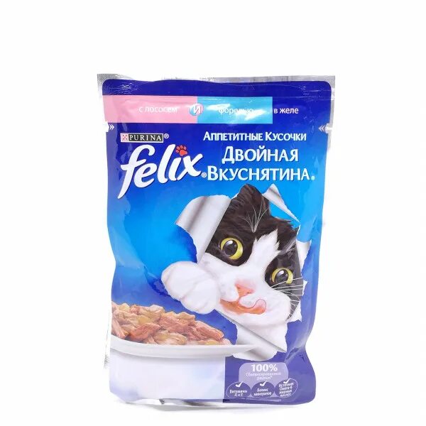 Корм для кошек Felix лосось форель 85 г. Корм для кошек Felix форель в желе 85 г.