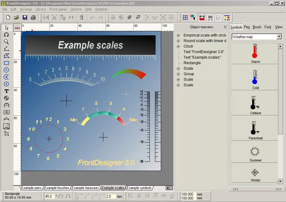 FRONTDESIGNER 3.0 шкалы. Программа для рисования лицевых панелей. Библиотеки для FRONTDESIGNER. Программа рисования передних панелей приборов.