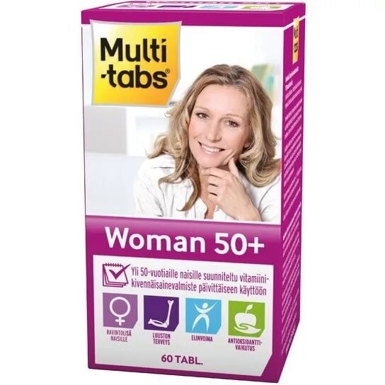 Поливитамины для женщины 60. Multi-Tabs woman 50+. Витаминно-минеральный комплекс для женщин. Финские витамины Мульти табс 50+. Витамины Мульти табс 50+ из Финляндии. Витамины Multi Tabs woman финские.
