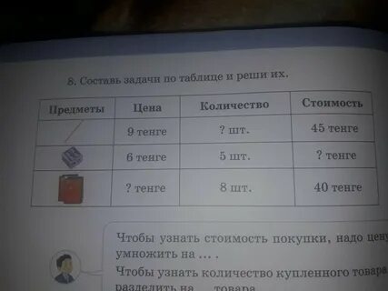 Составь по таблице задачи и реши их