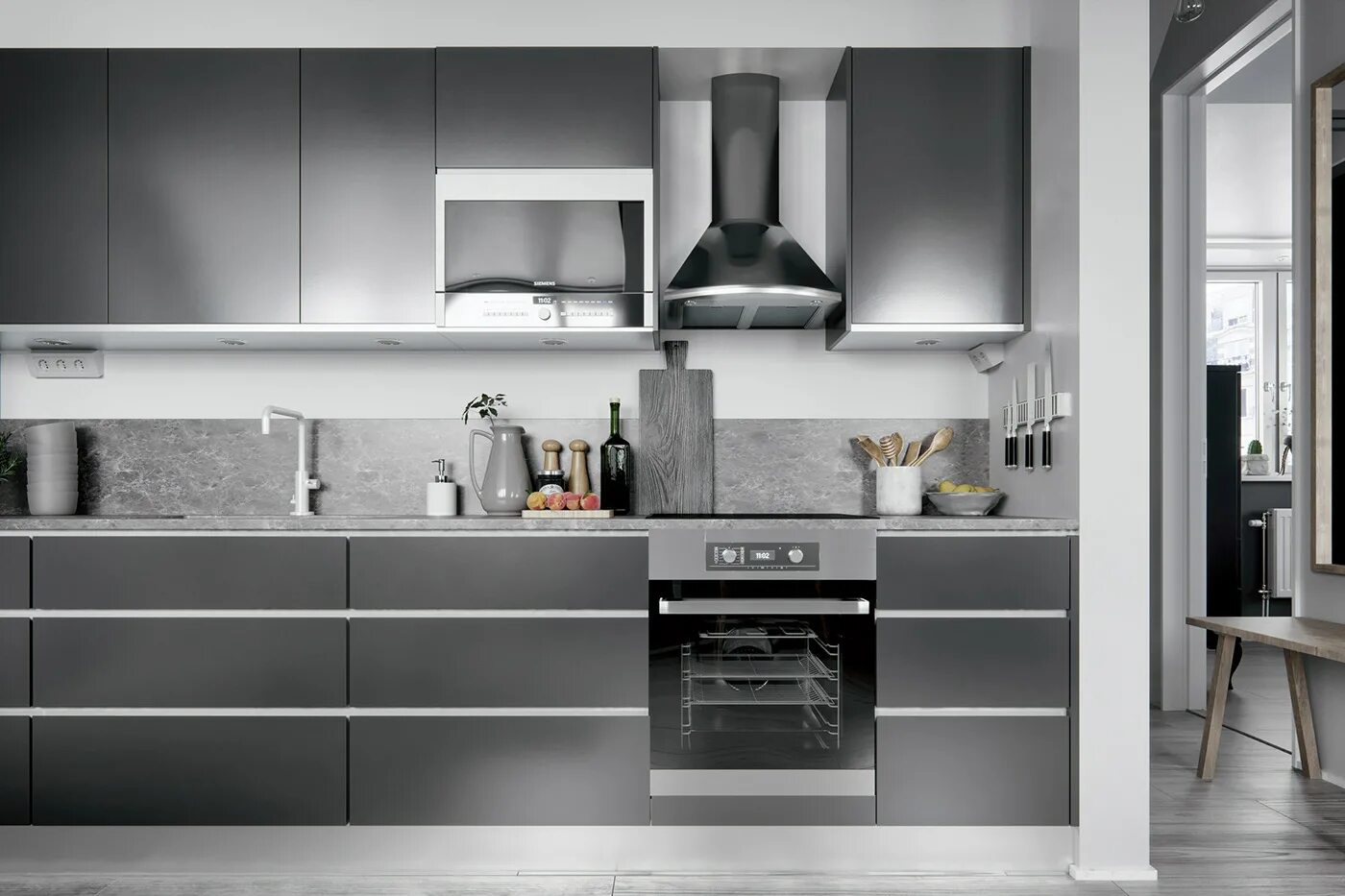 Кухня в сером цвете. Серые кухни. Кухня бело серая встроенная. Черно серая кухня ошибки. 3023 Yunus Gri Dolphin Grey кухня.