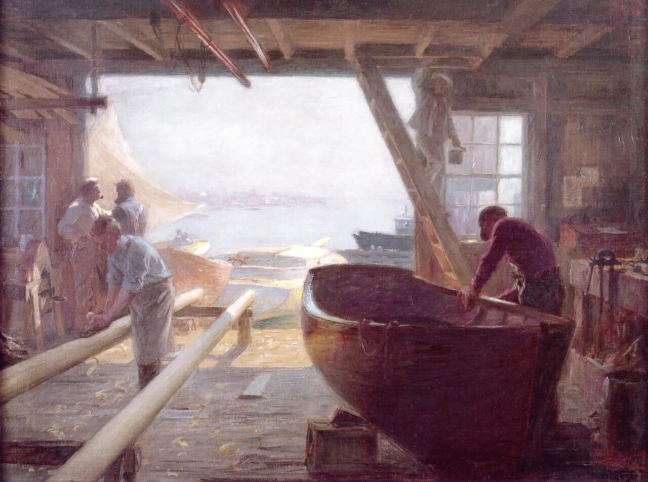 Корабельный плотник. Edward potthast. плотник на корабле. строители катеров. строитель лодок.