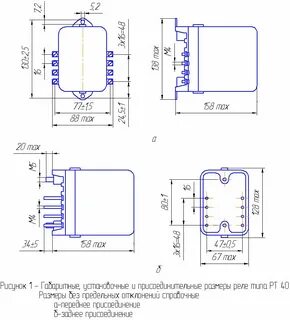 Реле размеры