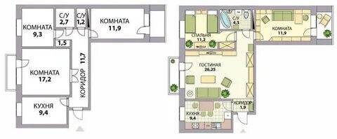 Планировка квартиры с окном в коридор