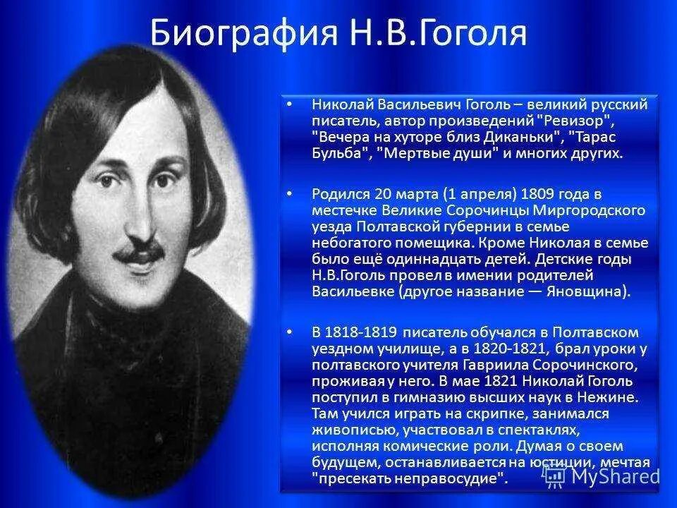 Рассказ жизнь гоголь. Мать Николая Васильевича Гоголя.