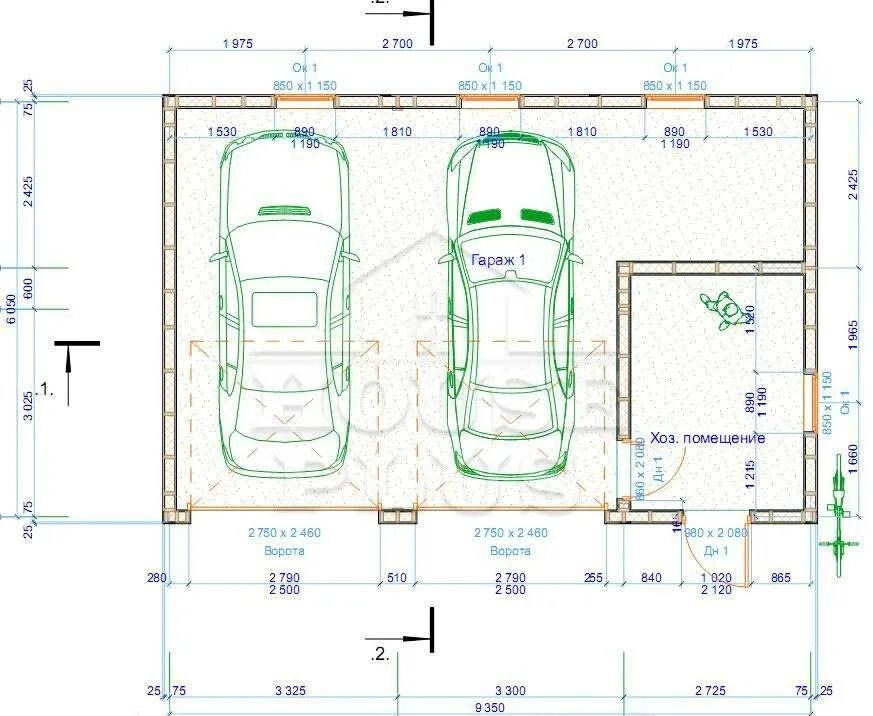За сколько можно гараж. Габариты гаража на 2 машины с двумя воротами. Проект гаража 6х12 чертеж. Размер ворот для гаража на 2 машины. Гараж на 2 машины Размеры.