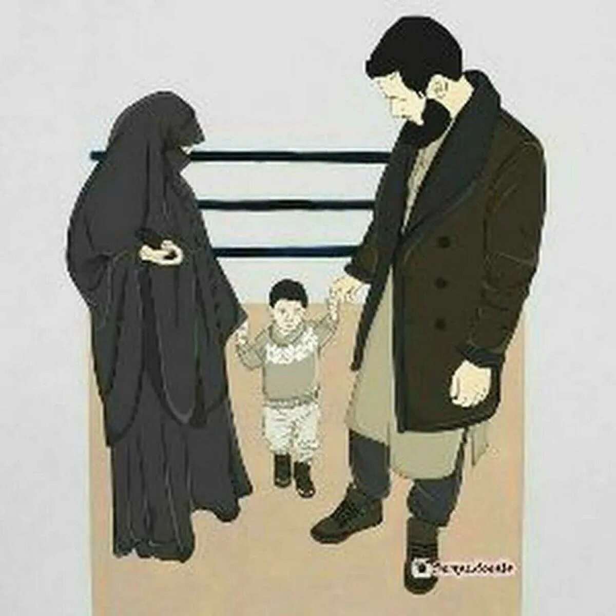 Родители мужа в исламе. Никаб Муслима картина. Семья шариат никаб. Мусульманские иллюстрации.
