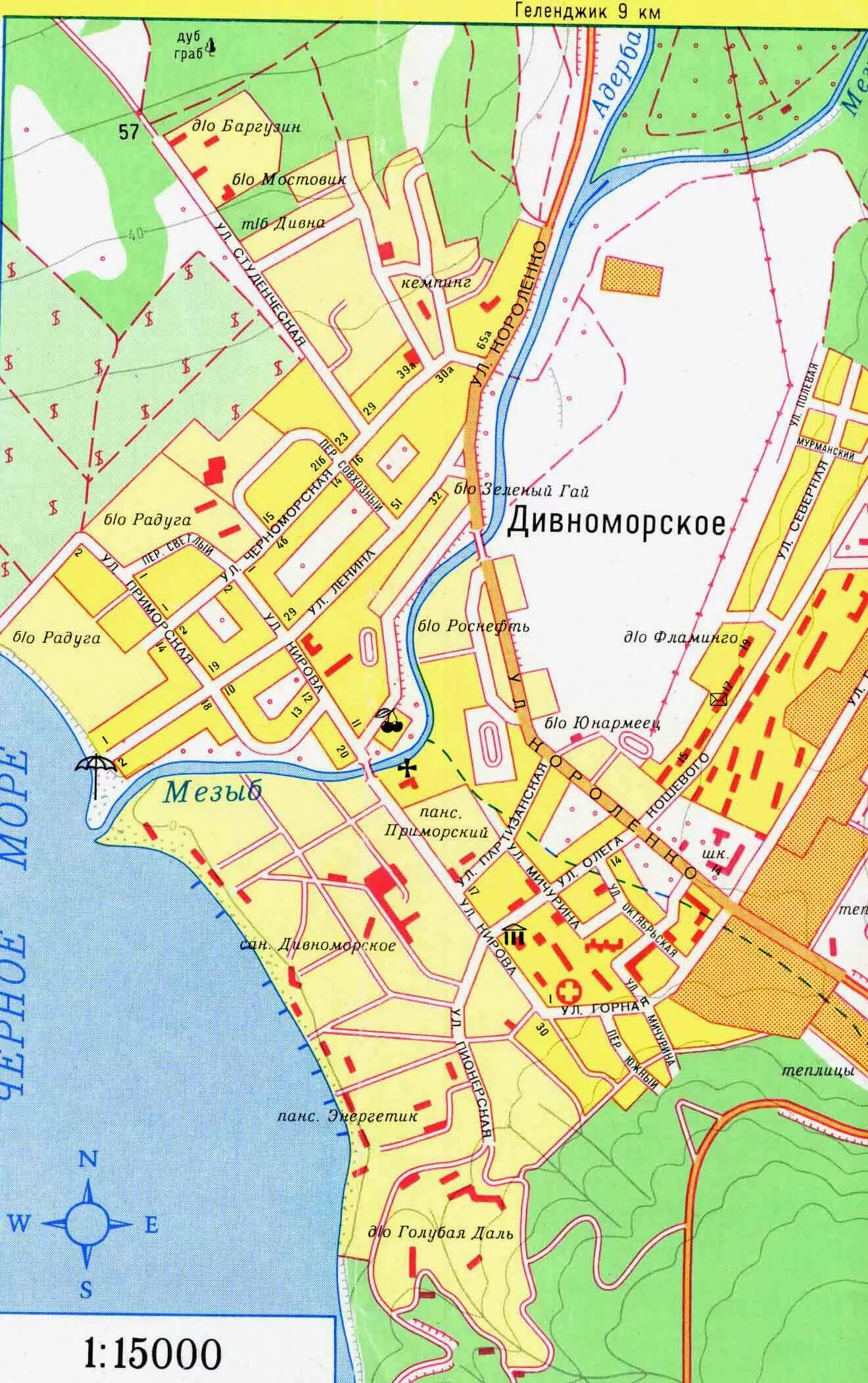 Карта дивноморское с улицами и номерами домов