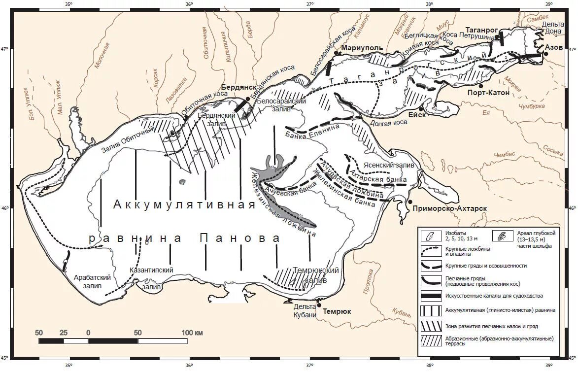 Азовский залив на карте. Рельеф дна Азовского моря. Глубина Таганрогского залива Азовского моря. Геология Азовского моря. Таганрогский залив рельеф дна.