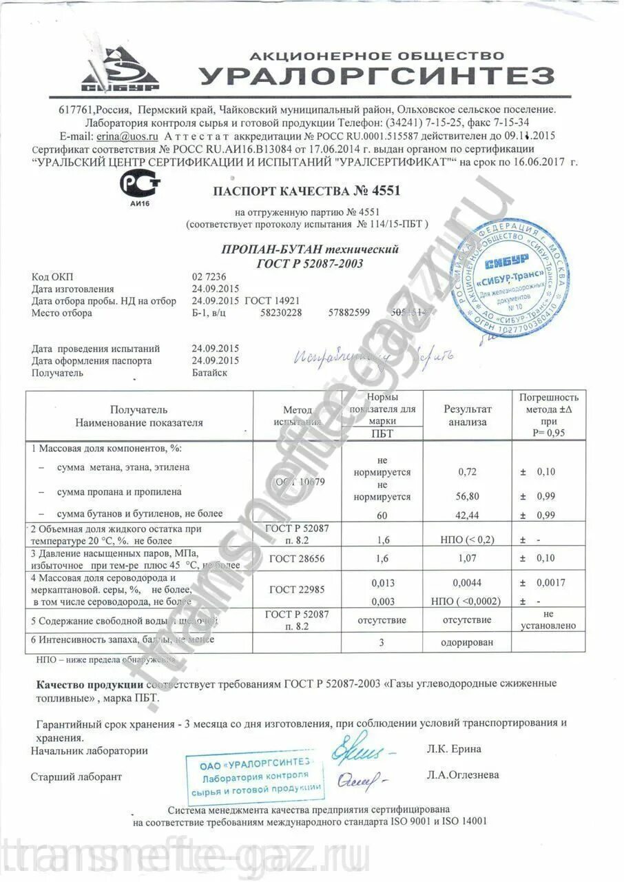 Пропан-бутан смесь техническая сертификат соответствия.