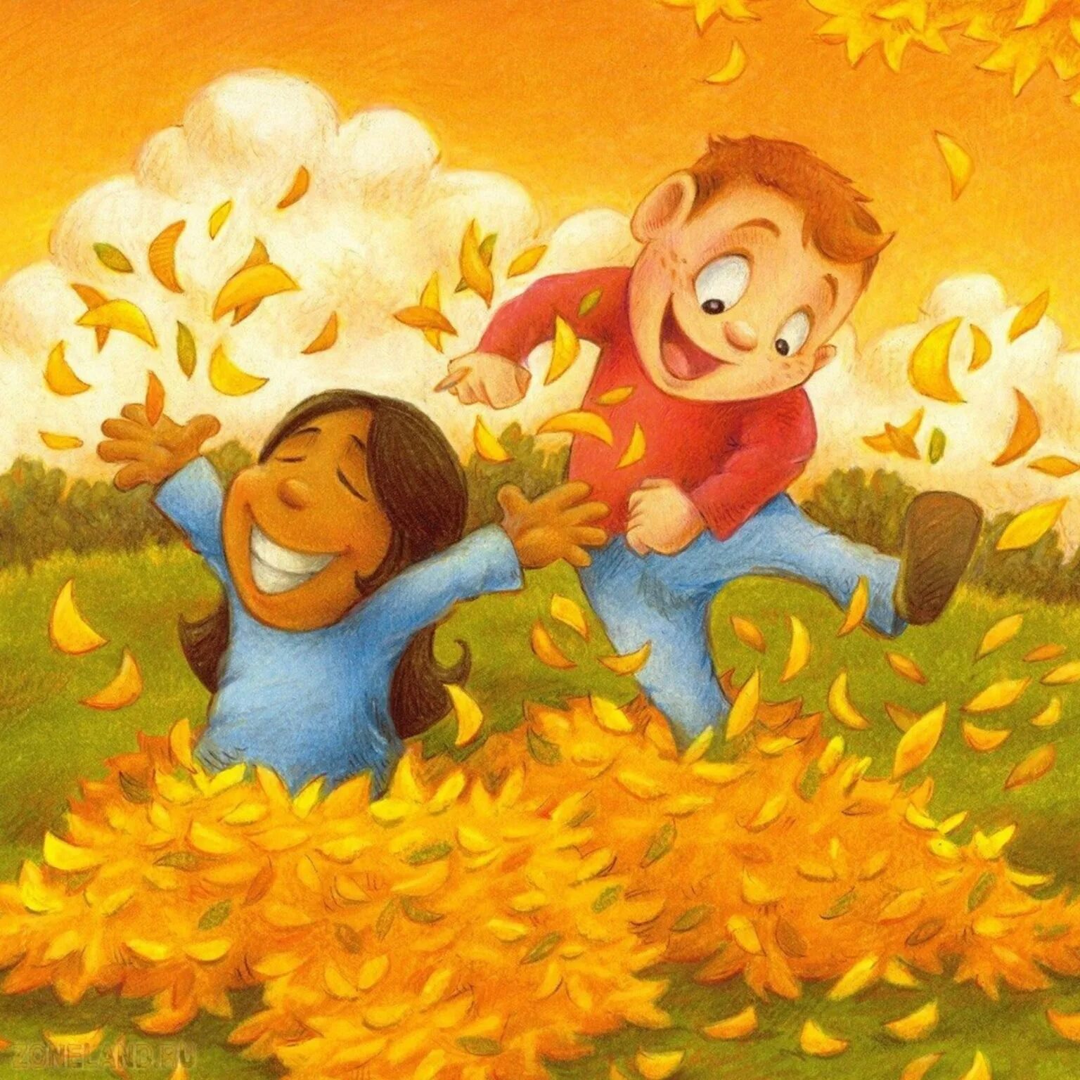 Осенние картинки для детей. Осень для детей. Мультяшные дети осень. Осенние забавы для детей. Осень иллюстрации для детей.