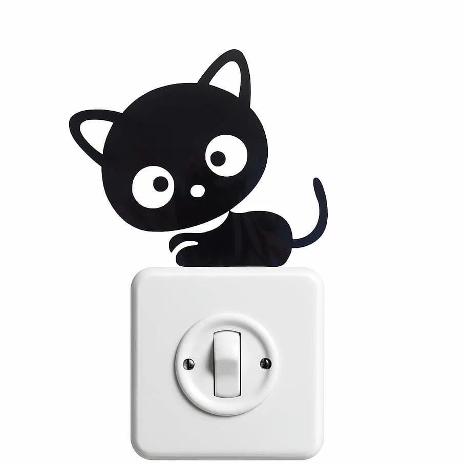 Стикеры черный кот. Котик на выключатель. Наклейка на выключатель котенок. Наклейка черные котики. Стикеры кошечки.
