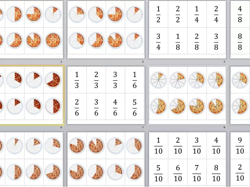 Кусочки в 6 месяцев. Доли и дроби Делиссимо игра. Пицца дроби. Доли и дроби раздаточный материал. Дроби на примере пиццы.