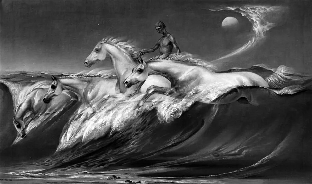 Гиппокампус мифология. Лошади в океане. Кони волна. Лошадь в волнах.