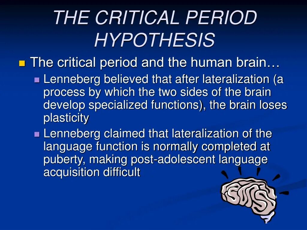 Critical period hypothesis. What is critical period hypothesis. What is a hypothesis. What is period.