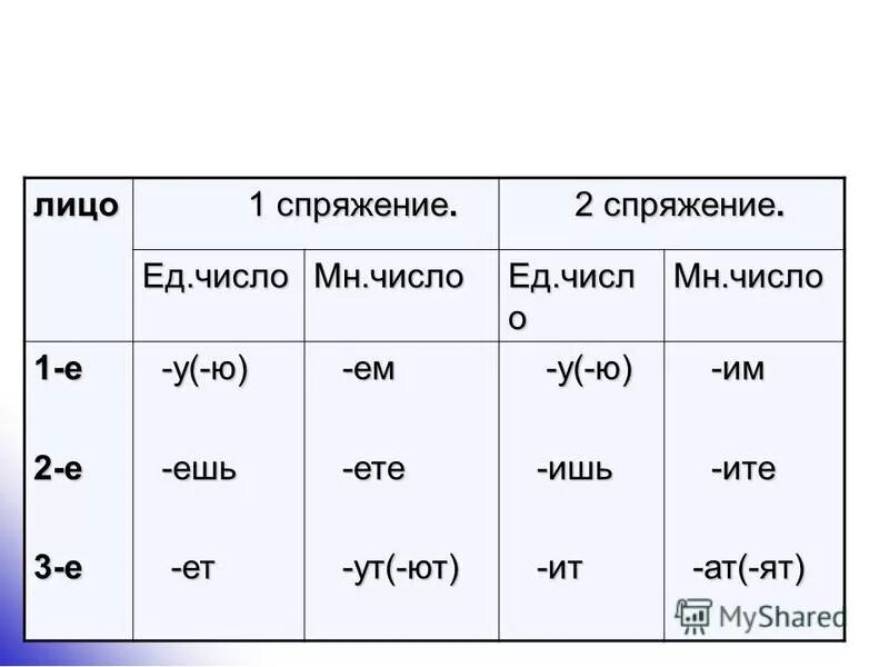 Спряжение во множественном числе