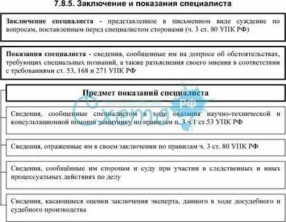 Показания специалиста в уголовном процессе
